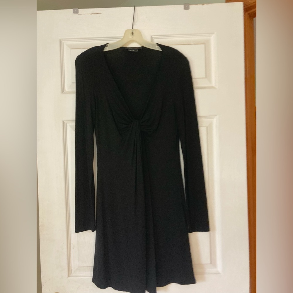 BCBGMaxAzria Black Long-Sleeve Twist-Front Dress
